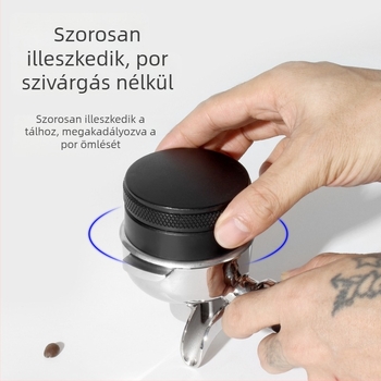Kávépor-adagoló és nyomó kávégépekhez — rozsdamentes acél, modern dizájn, 230 g, irodába, otthonra, kávézókba