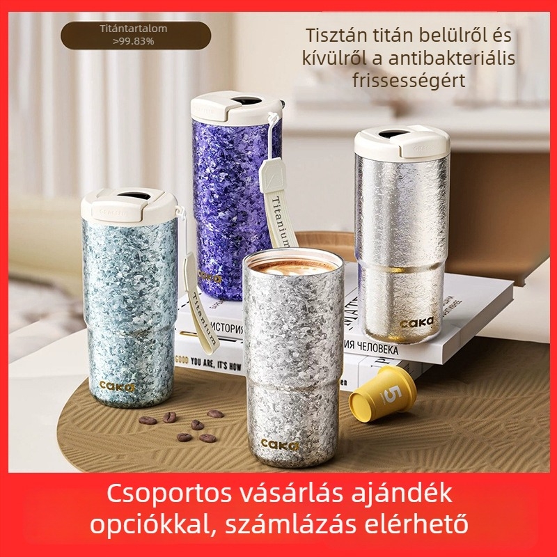 Caka titánium hőszigetelt pohár – hordozható, elegáns kávés pohár nőknek