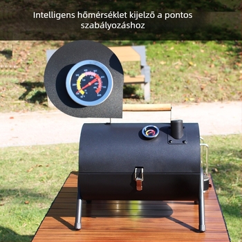 Kétoldalas szénacél grill tálca, hordozható, összecsukható kültéri használatra (sütés és pirítás, 4,2 kg, 3–5 adag)