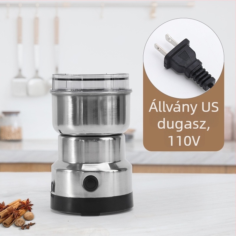 Kávéőrlő, kapacitás 1 L alatt, 111–240 V, 10 000–19 999 RPM, pohár anyaga rozsdamentes acél.