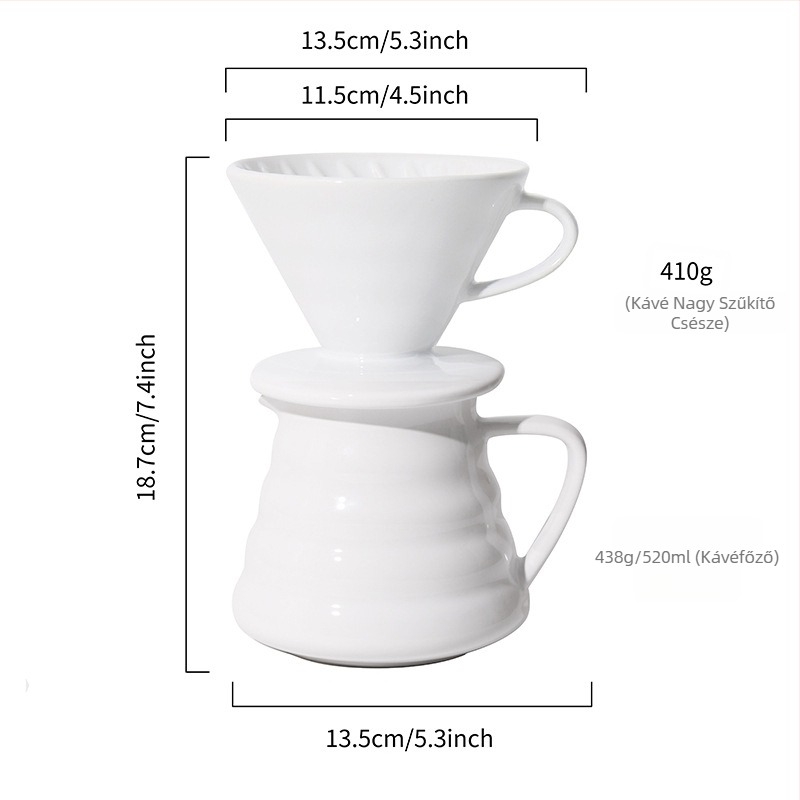 Qianyue kerámia pour-over kávéfőző készlet konikus spirál mintával