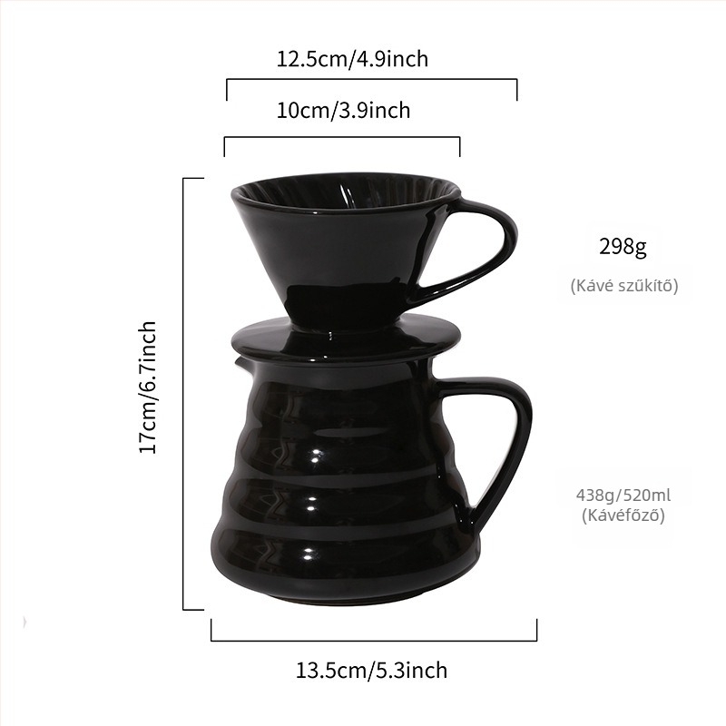 Qianyue kerámia pour-over kávéfőző készlet konikus spirál mintával