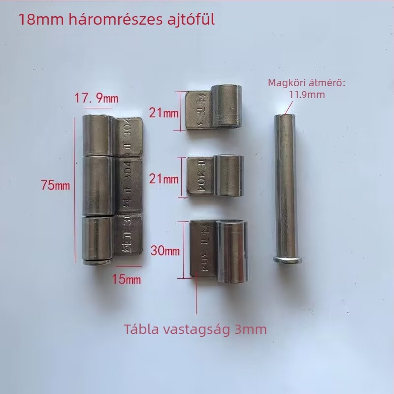 Rozsdamentes acél pánt, modell 22, 201/304 anyag, polírozott felület, Longmei