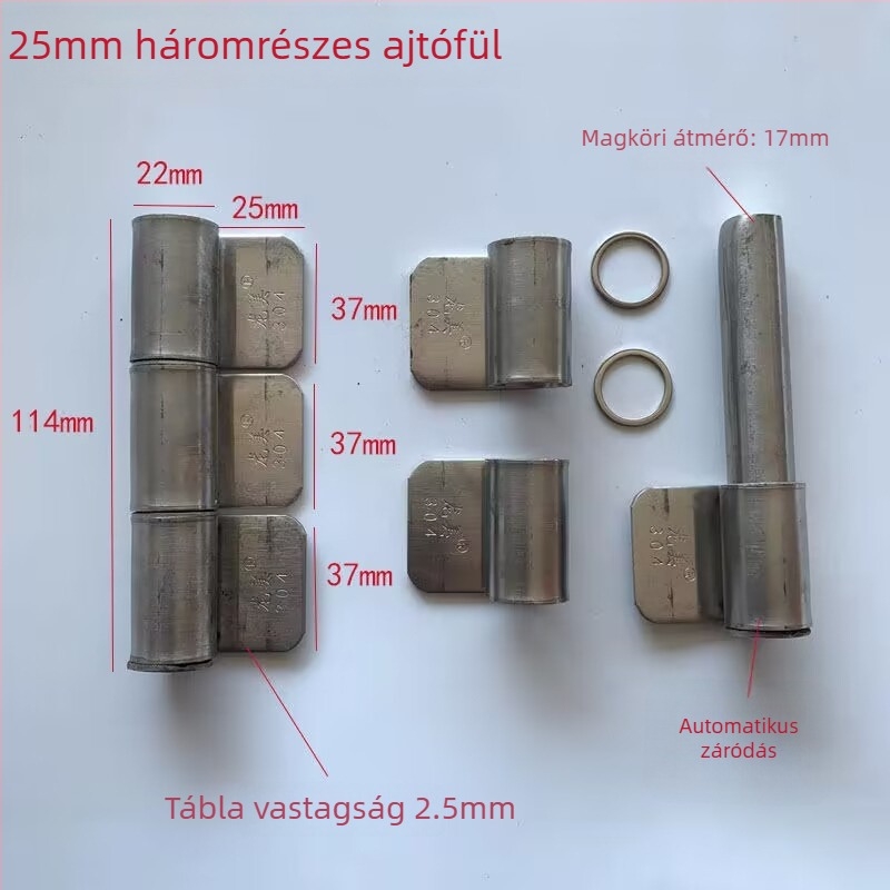Rozsdamentes acél pánt, modell 22, 201/304 anyag, polírozott felület, Longmei