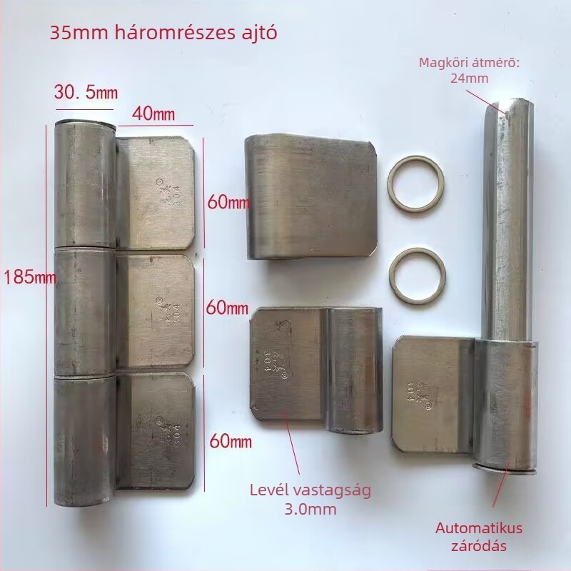 Rozsdamentes acél pánt, modell 22, 201/304 anyag, polírozott felület, Longmei