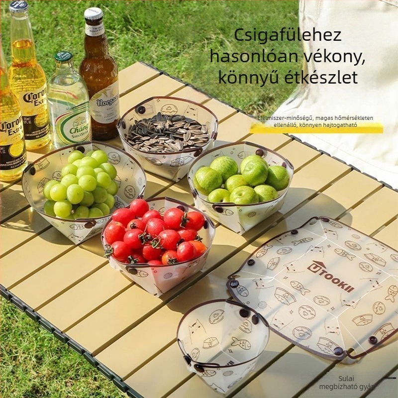 Utazáshoz összecsukható edénykészlet: műanyag; Termékszám KPSyG6HY; Tál/Tányér/Pohár