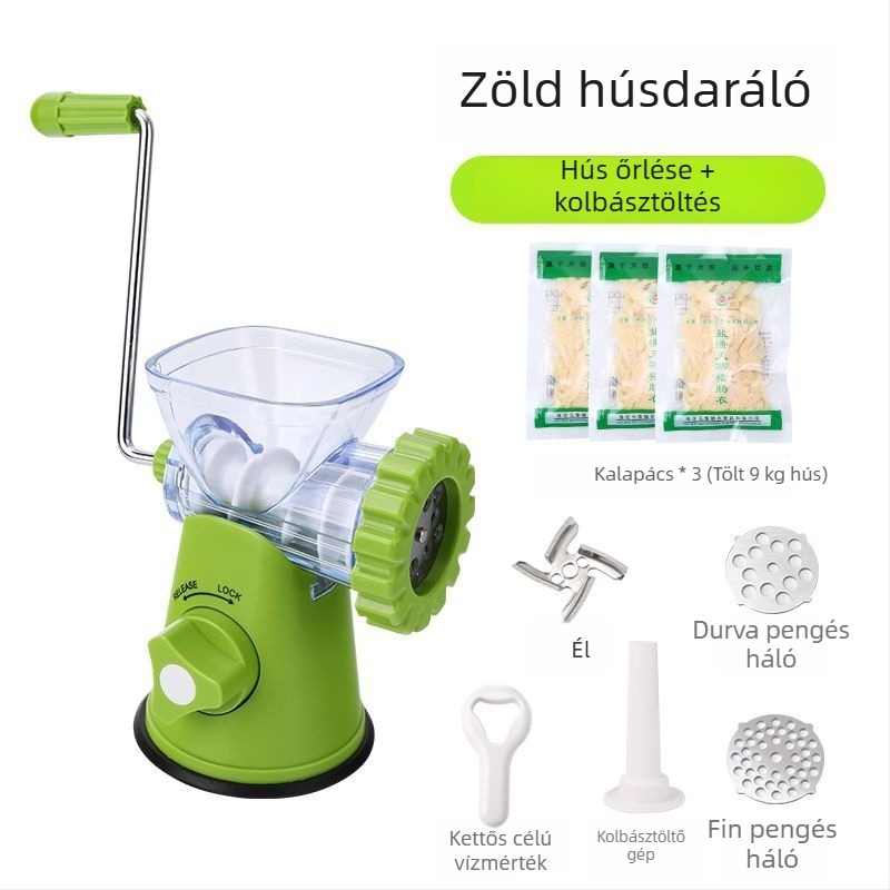 Házi használatra kolbász töltőgép, kézi, műanyag