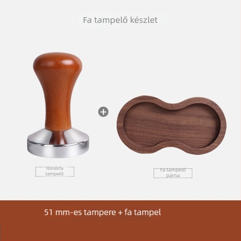 Kávészkészlet diófa kör alapú, por tároló állvány és poradagoló készlet