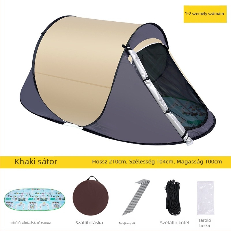 Pop-up kültéri sátor (egy rétegű; gyors felállítás; négy évszak; 1,4 kg; 210D Oxford anyag)