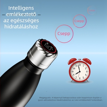 UV-sterilizáló intelligens vizes palack hőmérséklet-szenzorral, termosz 304 rozsdamentes acélból, testreszabható gravírozás