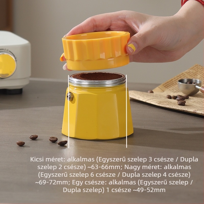 Moka edény porelosztó gyűrű — forgó, kiömlésmentes, gyors porelosztás