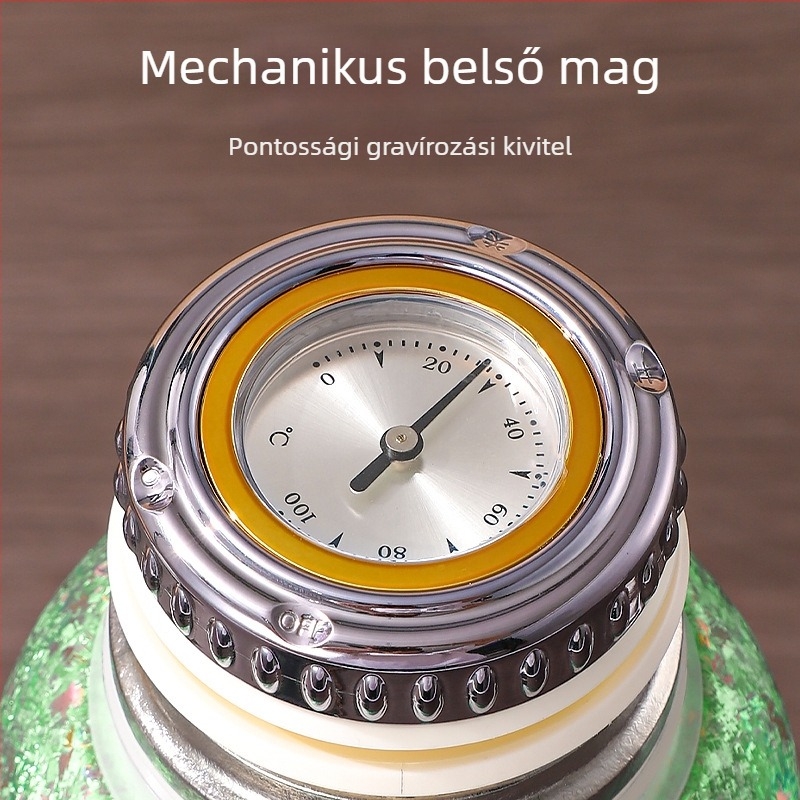 Hőmérséklet-kijelzővel ellátott szigetelt pohár, belső tiszta titánium, külső titán arany bevonat, 6–12 órás szigetelés