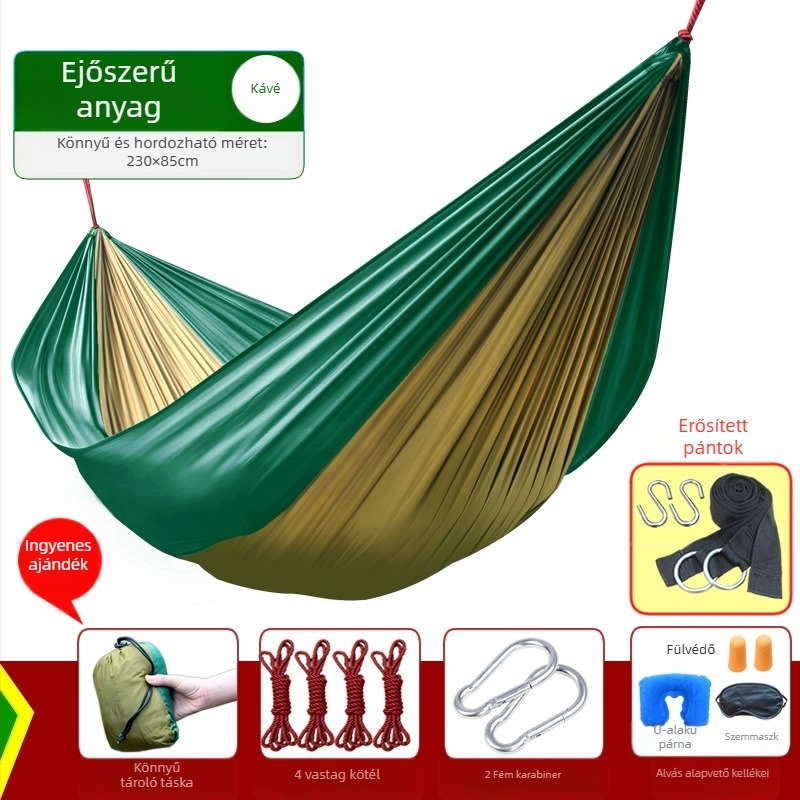 Kailude függőágy – nylon szövet, maximális teher 250 kg, súly 1,35 kg
