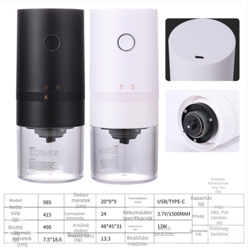 Elektromos kávédaráló KFYMJ-985-1 | Rozsdamentes acél | Egyéni logó nyomtatás | Iroda használatra | Prémium minőség