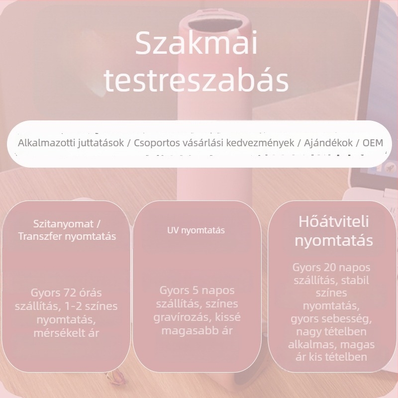 Hőmérséklet-kijelzővel ellátott termoszos pohár, nagy kapacitású, belső 316 rozsdamentes acél, külső 304 rozsdamentes acél, lézergravírozás elérhető