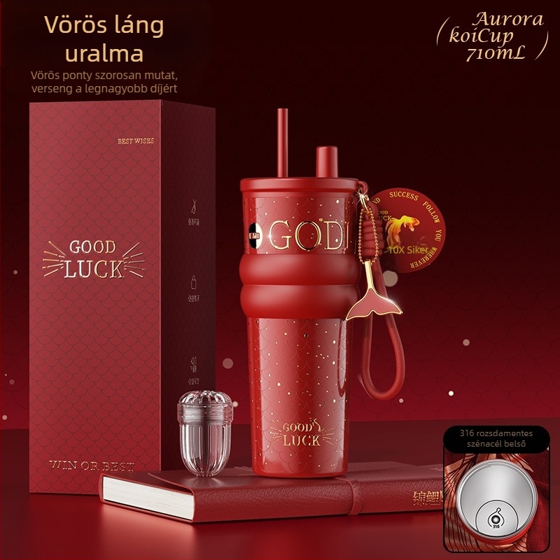 Szigetelt kávés pohár belső 316 rozsdamentes acélból és külső 201 rozsdamentes acélból, vákuum szigetelés 12–24 óra, csavaros fedél