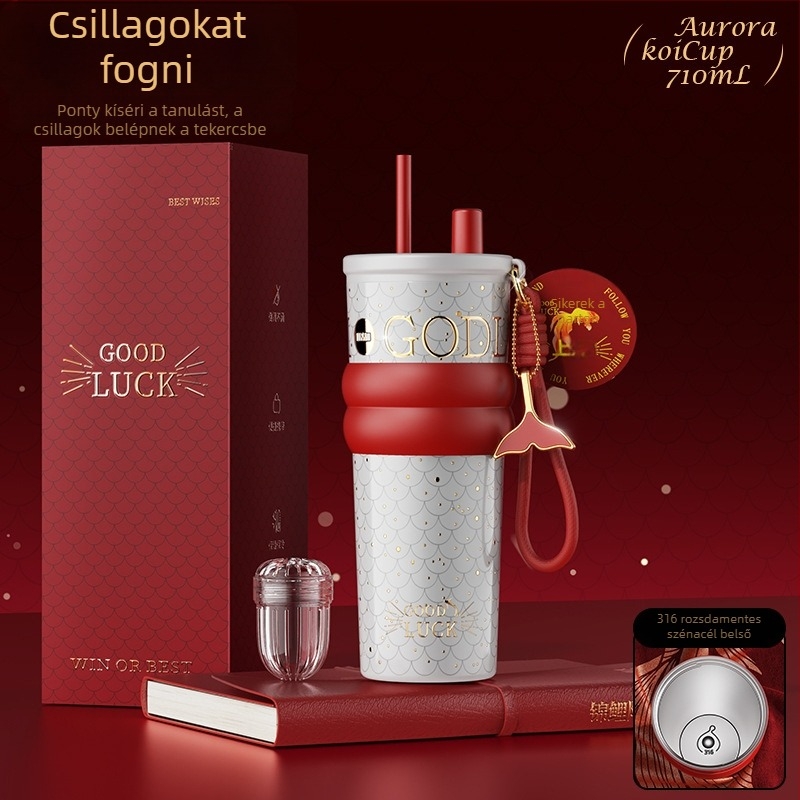 Szigetelt kávés pohár belső 316 rozsdamentes acélból és külső 201 rozsdamentes acélból, vákuum szigetelés 12–24 óra, csavaros fedél