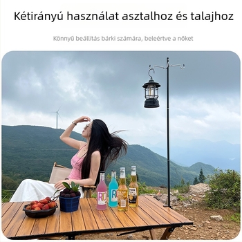 Kempinglámpa tartó, izzó lámpa, újratölthető energiaforrás
