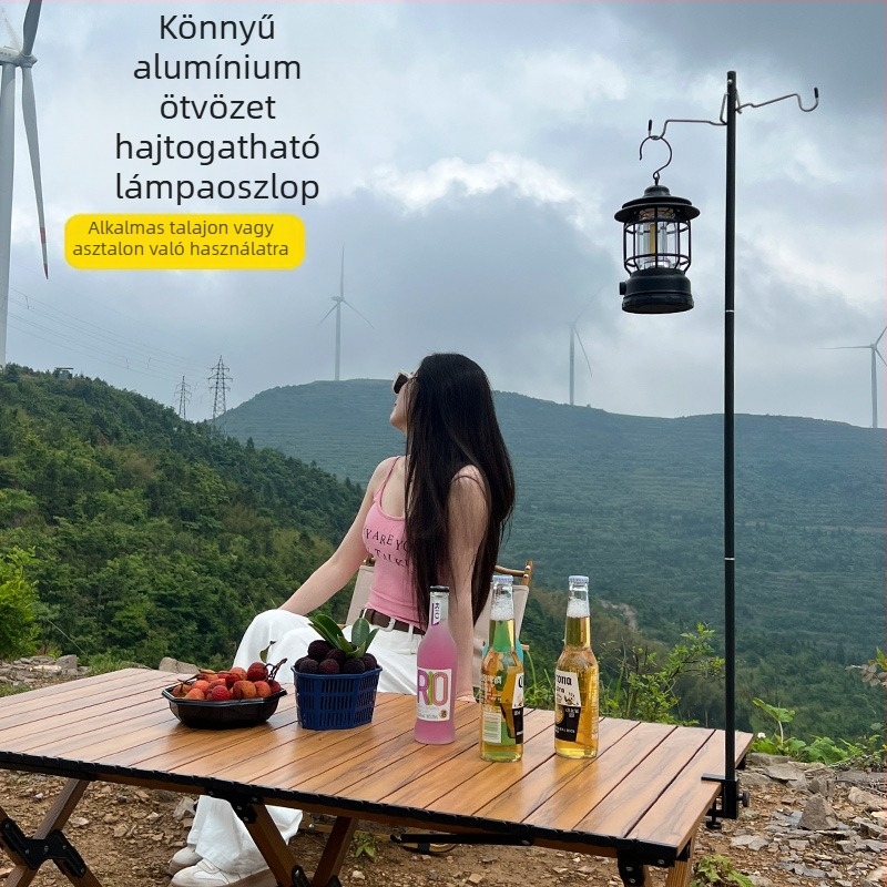 Kempinglámpa tartó, izzó lámpa, újratölthető energiaforrás