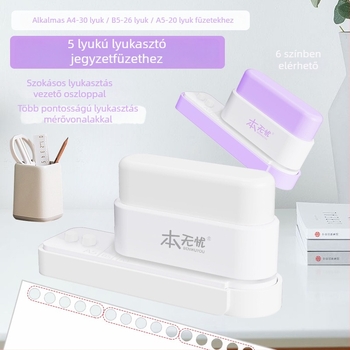 Ötlyukas lyukasztó, kézi működtetés, 5 lyuk kapacitás, fúrás vastagsága 0.01, nettó tömeg 150 g