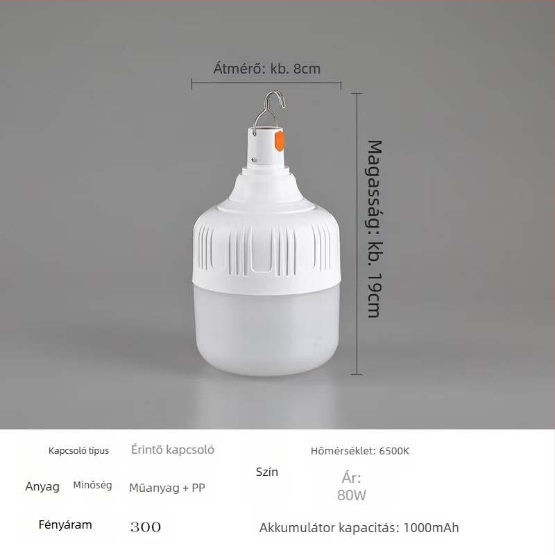LED sátorvilágítás USB-re töltődik, 5V, 10W, gombos kapcsoló