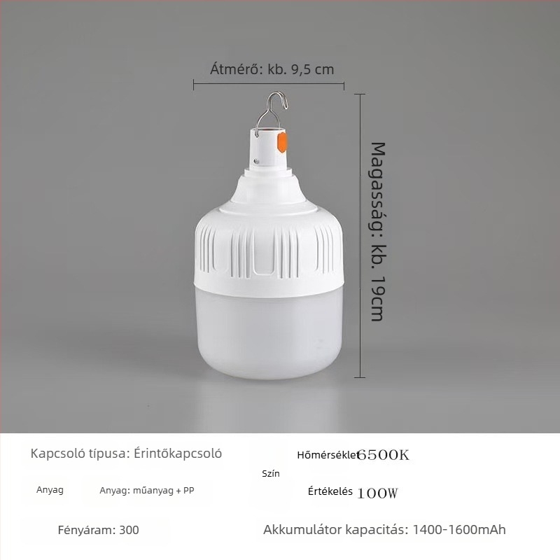 LED sátorvilágítás USB-re töltődik, 5V, 10W, gombos kapcsoló