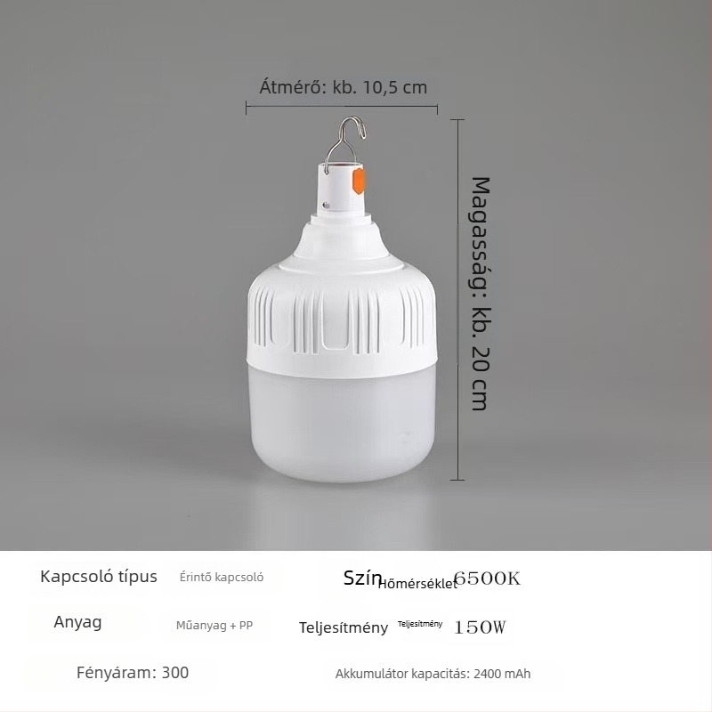 LED sátorvilágítás USB-re töltődik, 5V, 10W, gombos kapcsoló
