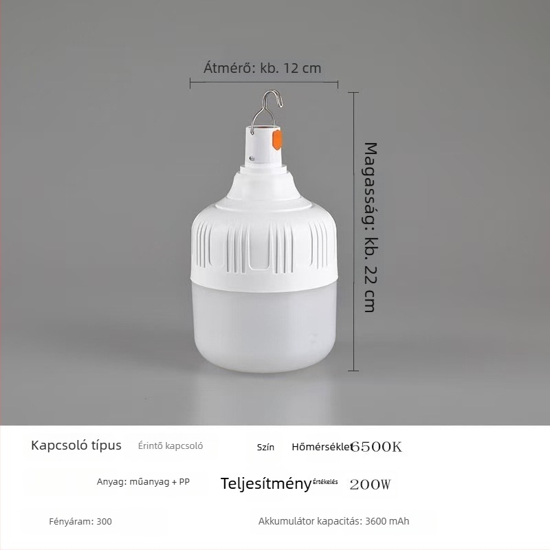 LED sátorvilágítás USB-re töltődik, 5V, 10W, gombos kapcsoló