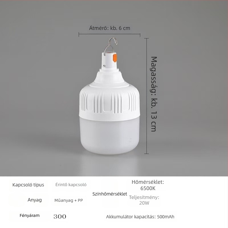 LED sátorvilágítás USB-re töltődik, 5V, 10W, gombos kapcsoló