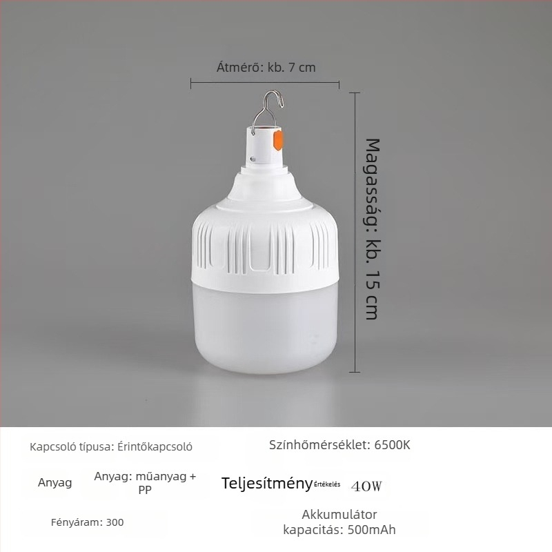 LED sátorvilágítás USB-re töltődik, 5V, 10W, gombos kapcsoló