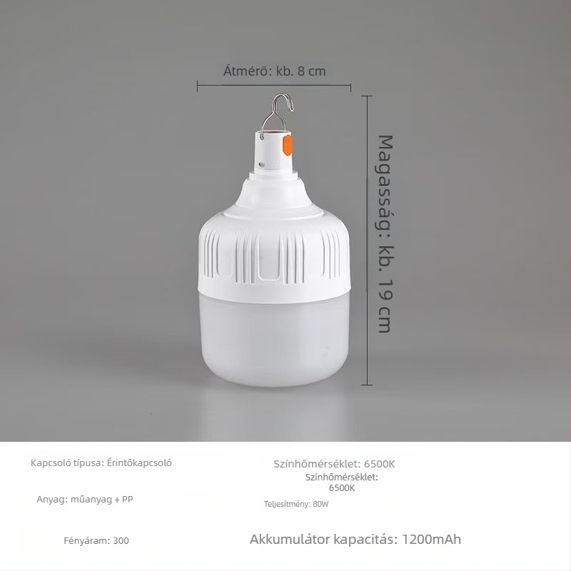 LED sátorvilágítás USB-re töltődik, 5V, 10W, gombos kapcsoló