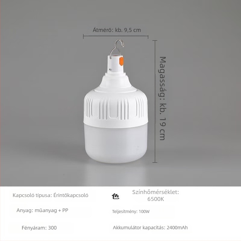 LED sátorvilágítás USB-re töltődik, 5V, 10W, gombos kapcsoló