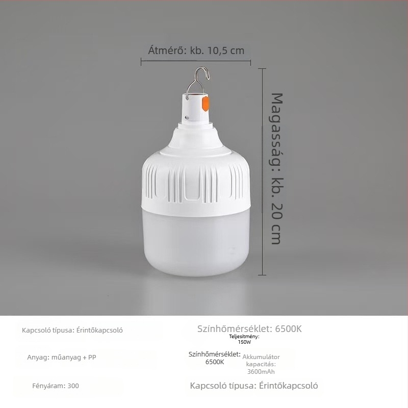 LED sátorvilágítás USB-re töltődik, 5V, 10W, gombos kapcsoló