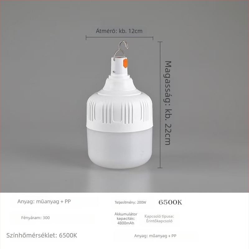 LED sátorvilágítás USB-re töltődik, 5V, 10W, gombos kapcsoló