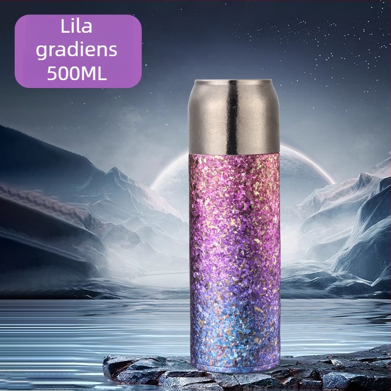 QarKapacitású titán termosz pohár mechanikus hőmérséklet kijelzővel, belső és külső titán test, kettős rétegű vákuum szigetelés, tea és víz elválasztása