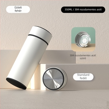 Intelligens hőmérséklet-kijelzővel ellátott termosz pohár, tea és víz elválasztás, belső 304 rozsdamentes acél, egyenes forma, 6–12 órás szigetelés