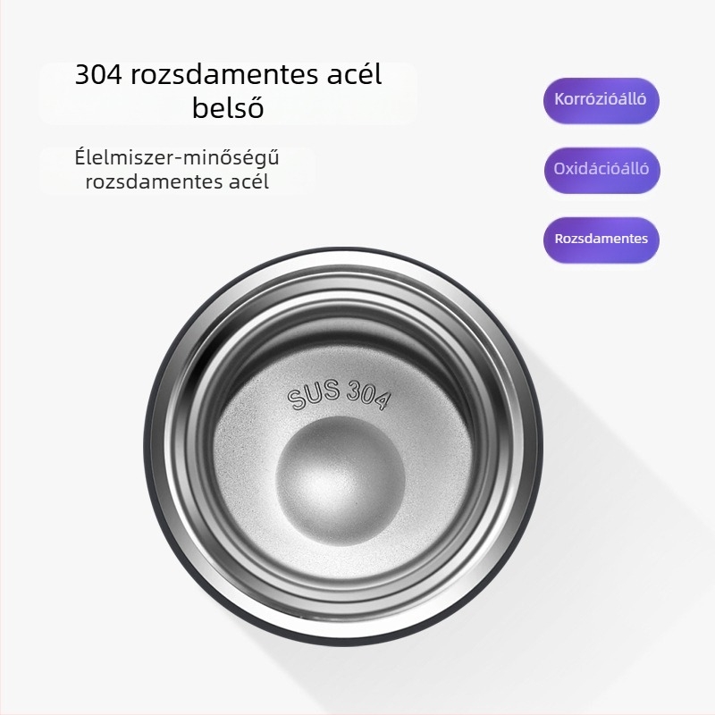 Intelligens hőmérséklet-kijelzővel ellátott termosz pohár, tea és víz elválasztás, belső 304 rozsdamentes acél, egyenes forma, 6–12 órás szigetelés