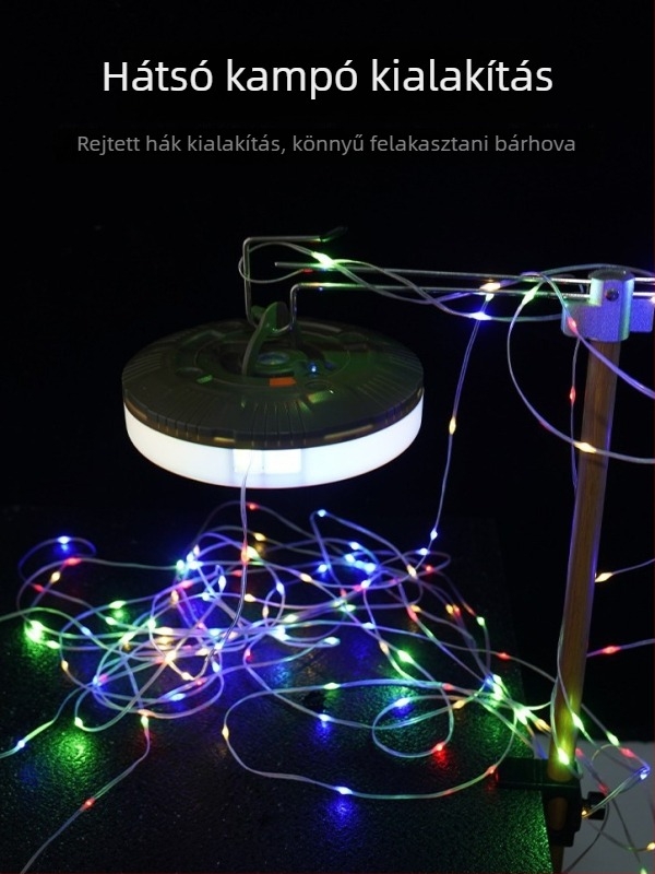 Kemping LED világítás, 20 m hosszú sorral, akkumulátorról működik, 3,7 V, 5 W, gombkapcsoló