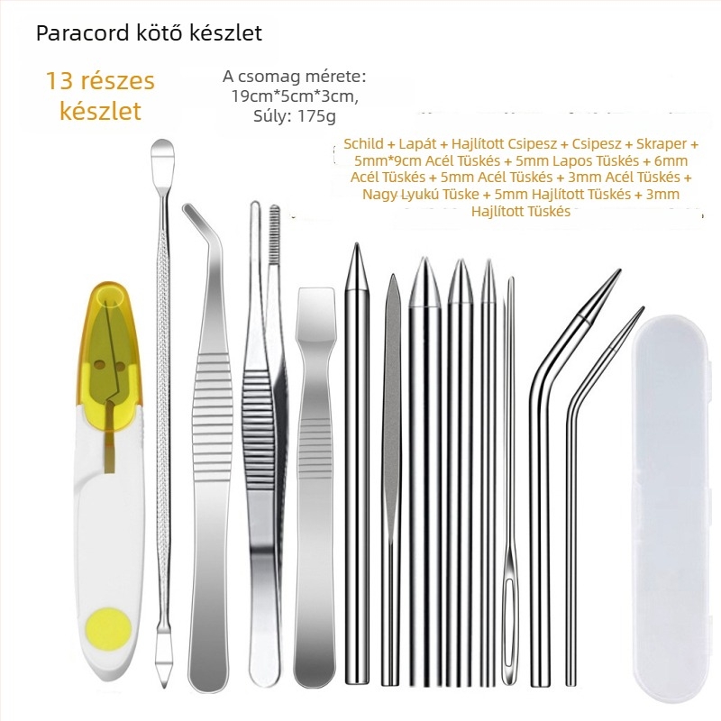 Paracord karkötő szövőtű készlet — acél tűk DIY kültéri fonáshoz