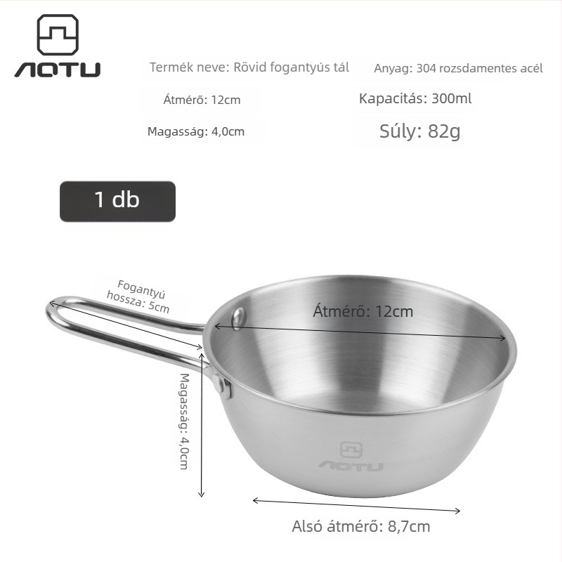 304 rozsdamentes acél kemping étkészlet, összecsukható tálakkal és evőpálcikákkal, hordozható, 504 g, 2–3 személyre, modell AT6446, márka Bump