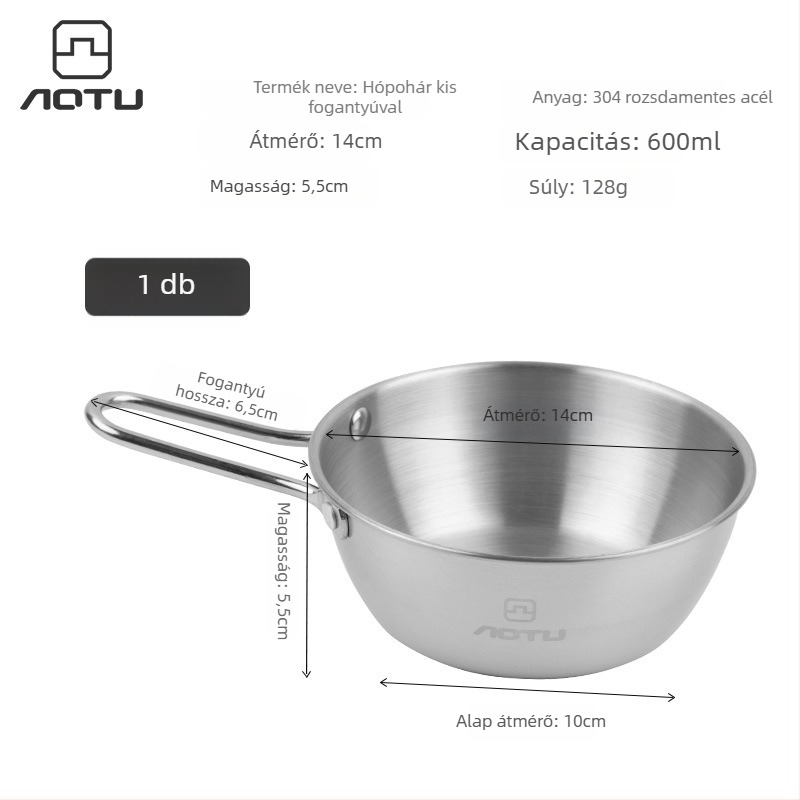 304 rozsdamentes acél kemping étkészlet, összecsukható tálakkal és evőpálcikákkal, hordozható, 504 g, 2–3 személyre, modell AT6446, márka Bump