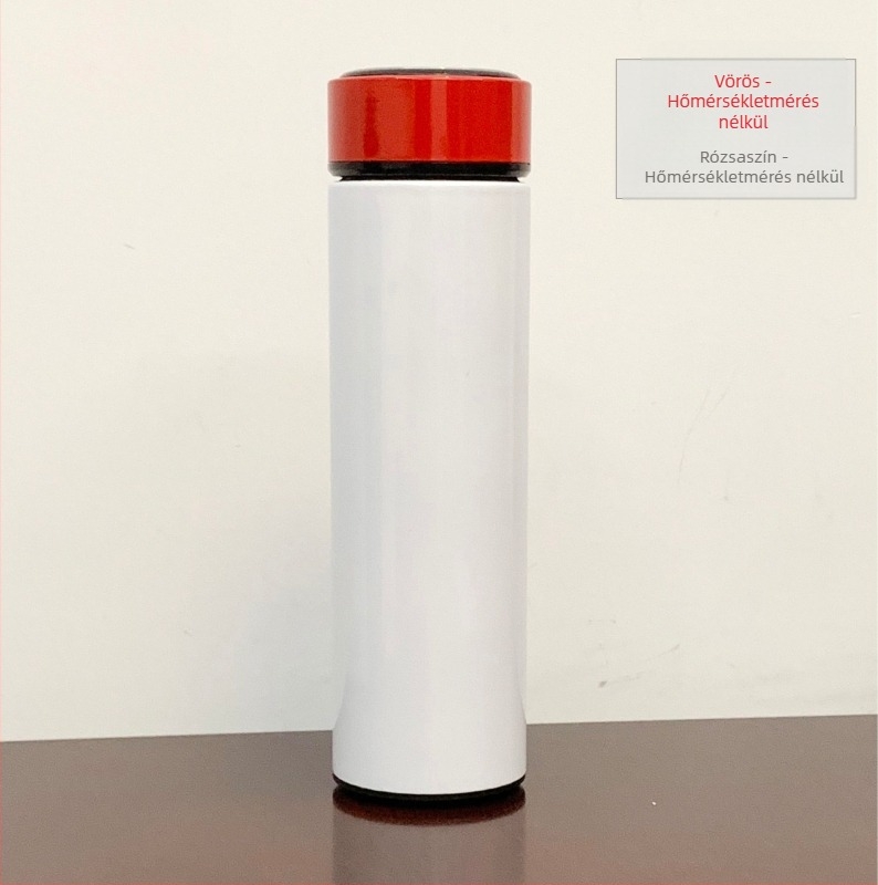 Termosz pohár vákuumos izolációval, belső 304 rozsdamentes acél, külső 201 rozsdamentes acél, logó nyomtatás hőtranszferrel, egyenes dizájn, könnyű luxus