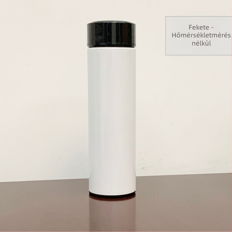 Termosz pohár vákuumos izolációval, belső 304 rozsdamentes acél, külső 201 rozsdamentes acél, logó nyomtatás hőtranszferrel, egyenes dizájn, könnyű luxus