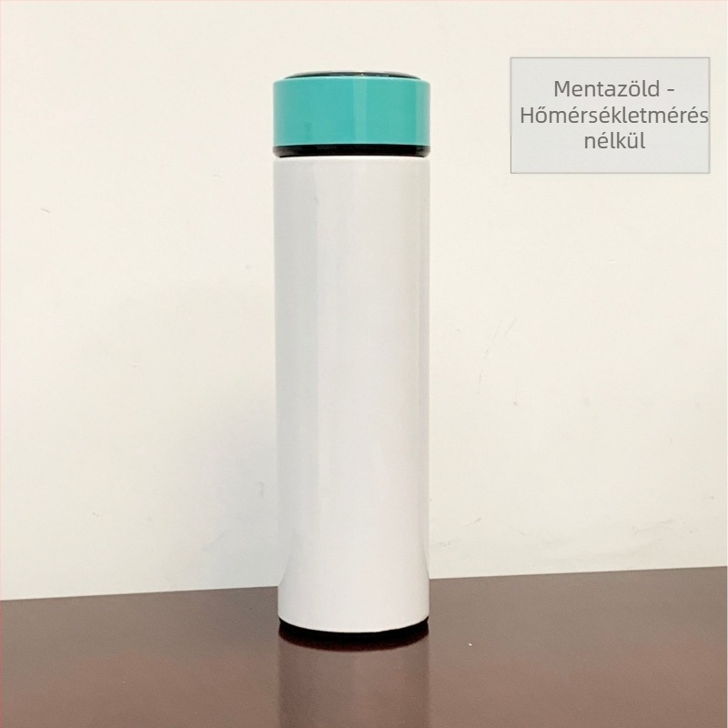 Termosz pohár vákuumos izolációval, belső 304 rozsdamentes acél, külső 201 rozsdamentes acél, logó nyomtatás hőtranszferrel, egyenes dizájn, könnyű luxus