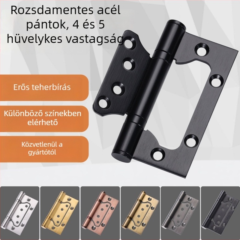 Rozsdamentes acél ajtózsanér, csendes működés, vastított szárny, fa ajtókhoz, csapágyas zsanér