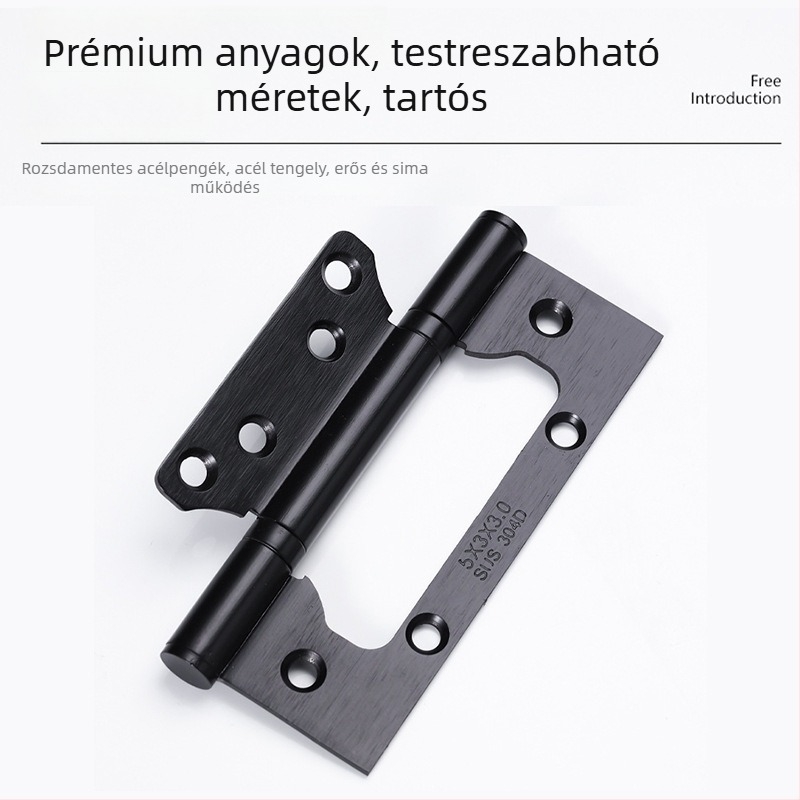Rozsdamentes acél ajtózsanér, csendes működés, vastított szárny, fa ajtókhoz, csapágyas zsanér