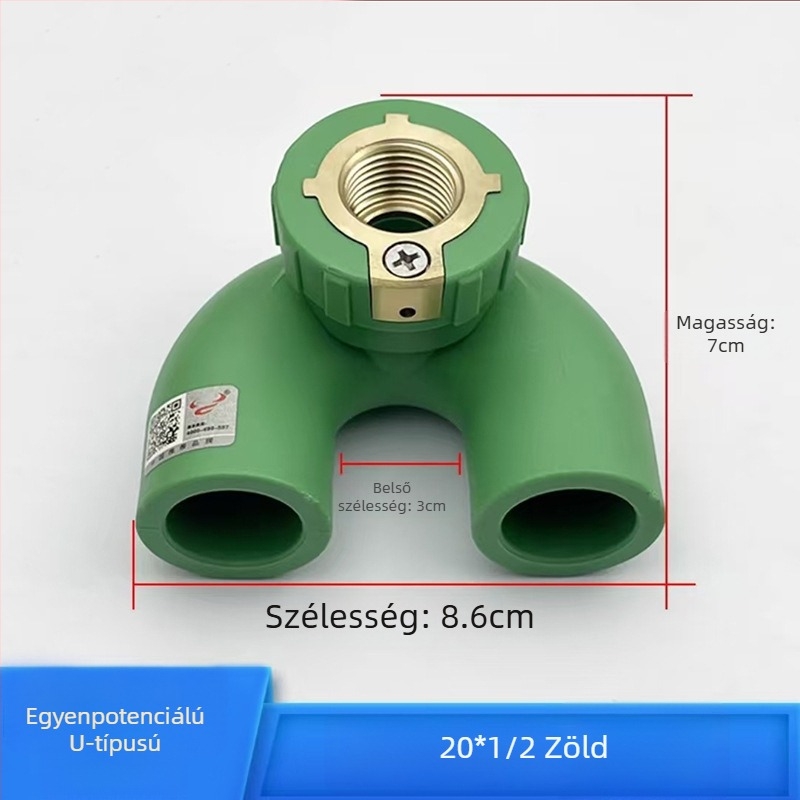 PPR egyenpotenciálú dupla könyök belső menet Tee, U-alakú csőillesztő, forró olvasztásos kötés; különböző modellek; első osztályú minőség