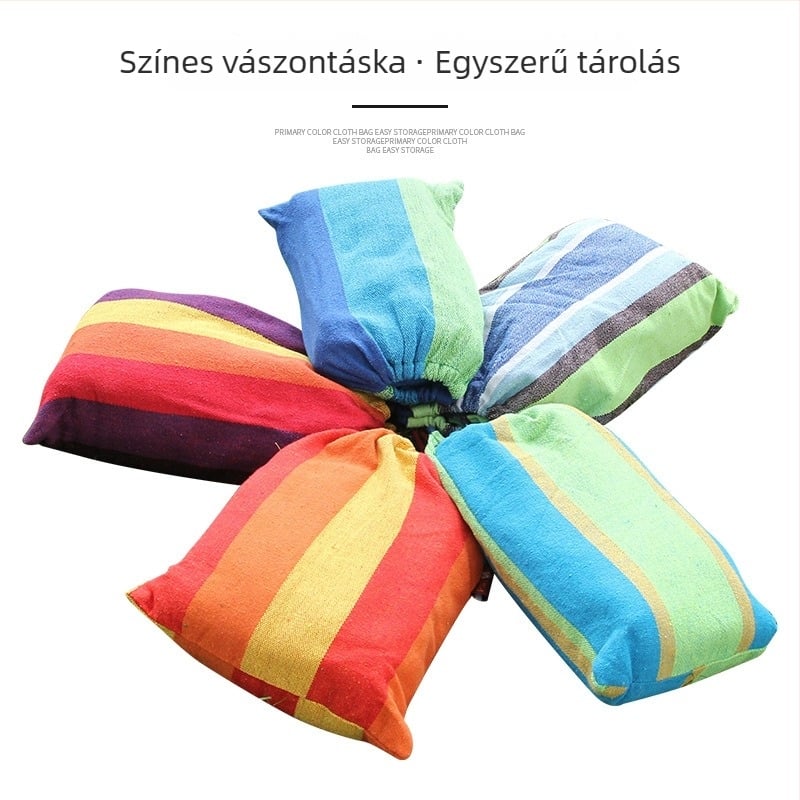 Vászon függőágy fa állvánnyal, Sanjia márkájú, készen áll a magáncímkézésre