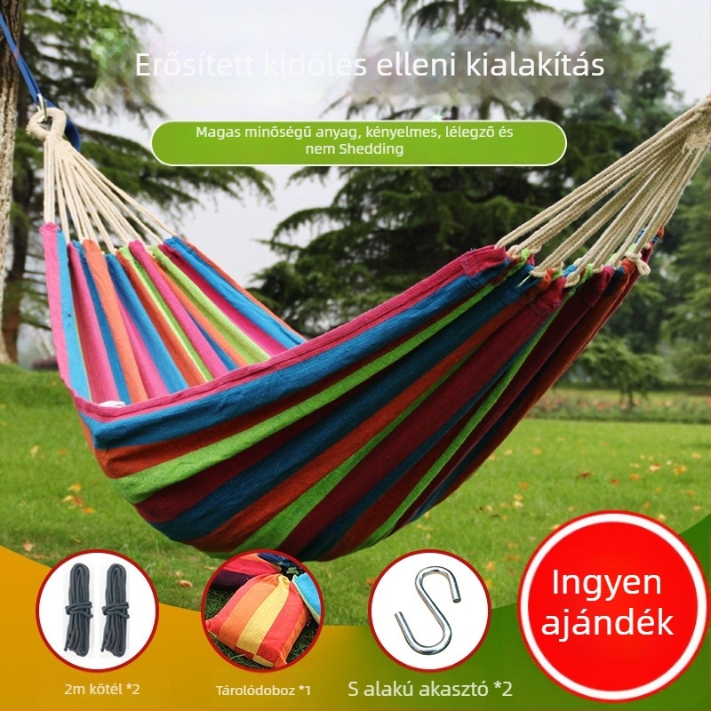 Vászon függőágy fa állvánnyal, Sanjia márkájú, készen áll a magáncímkézésre