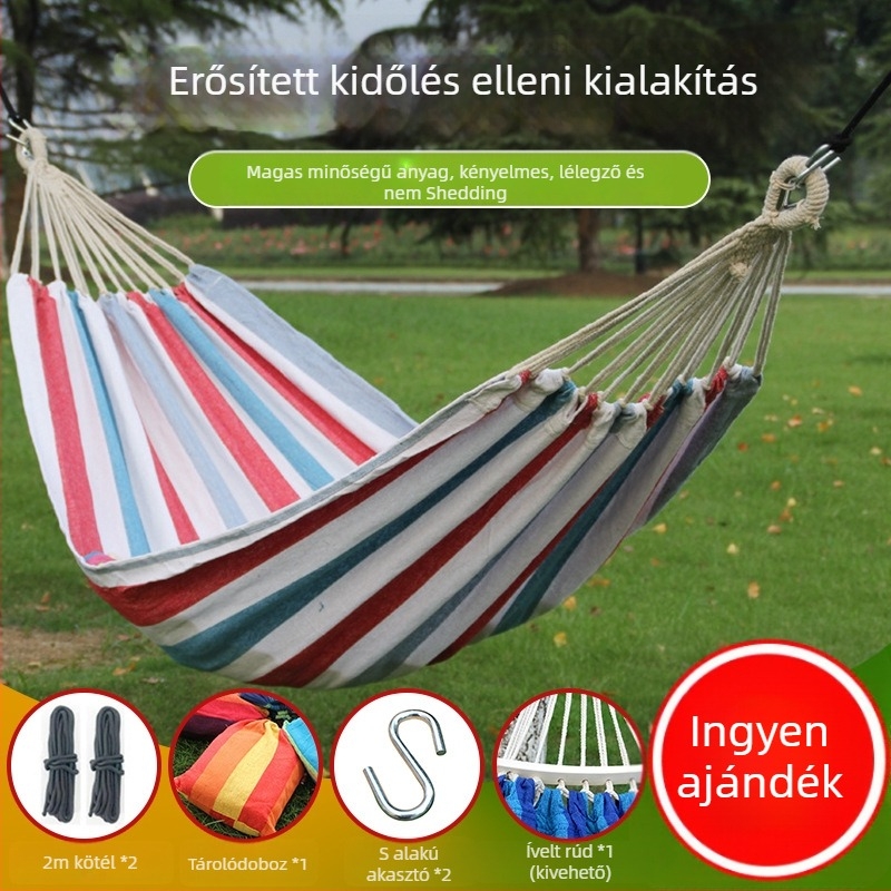 Vászon függőágy fa állvánnyal, Sanjia márkájú, készen áll a magáncímkézésre